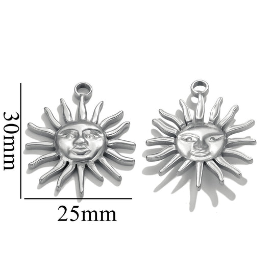 10 Pcs/package Ig Style Simple Style Sun Moon Stainless Steel Plating Pendant Jewelry Accessories