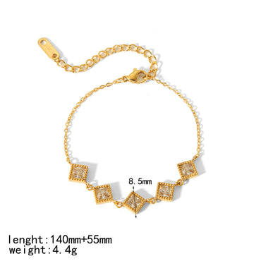 Ig Style Simple Style Quadrilateral Round Heart Shape Stainless Steel Polishing Plating Inlay Zircon 18k Gold Plated Bracelets