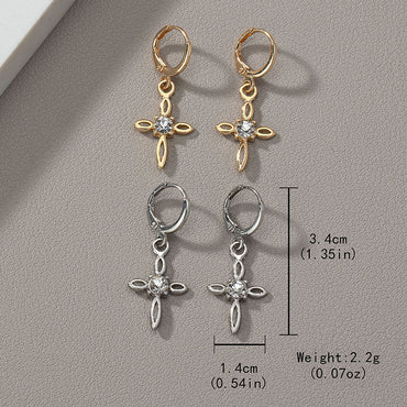1 Pair Simple Style Flower Plating Inlay Alloy Zinc Rhinestones Drop Earrings