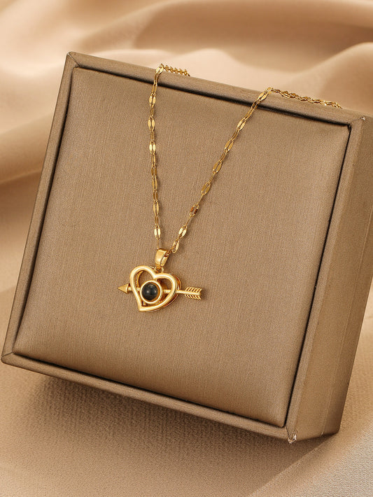Simple Style Heart Shape Copper 18k Gold Plated Pendant Necklace