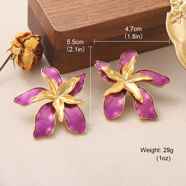 1 Pair Elegant Luxurious Flower Plating Copper 18k Gold Plated Drop Earrings