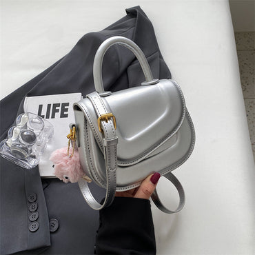 Women's Small Pu Leather Solid Color Cute Square Zipper Handbag