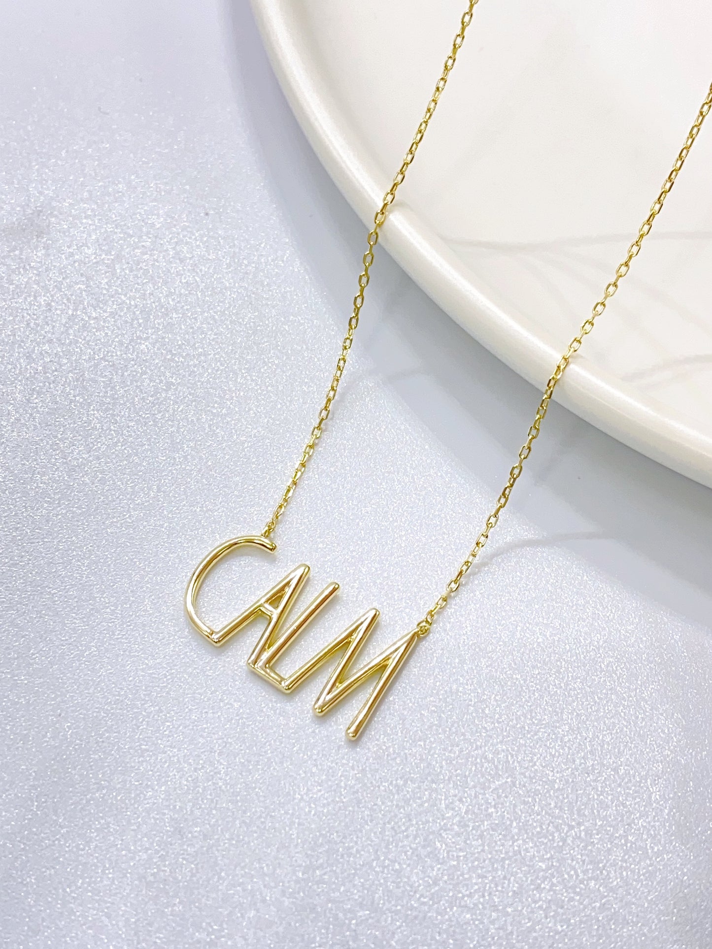 Simple Style Letter Sterling Silver Zircon Pendant Necklace