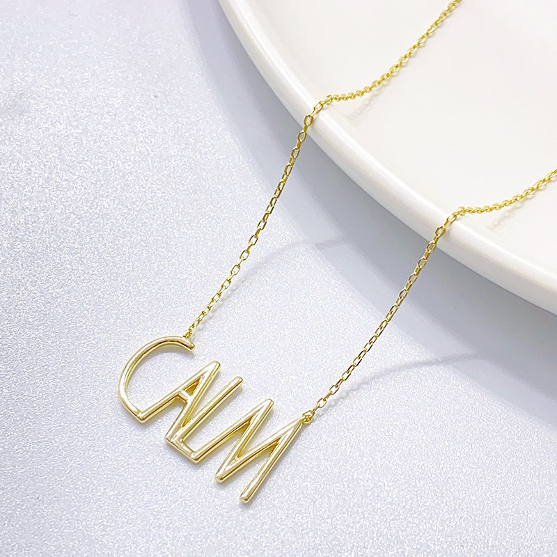 Simple Style Letter Sterling Silver Zircon Pendant Necklace