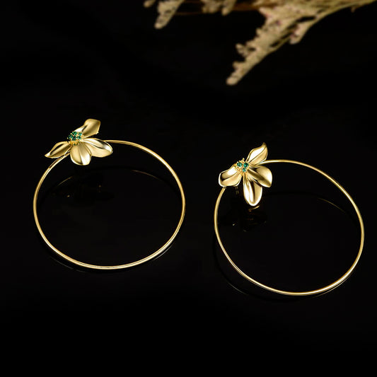 1 Pair Elegant French Style Circle Flower Plating Inlay Copper Zircon Gold Plated Ear Studs