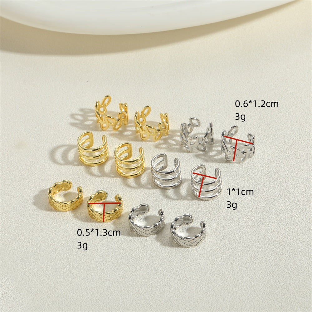 1 Pair Simple Style Geometric Plating Copper 14k Gold Plated Ear Cuffs