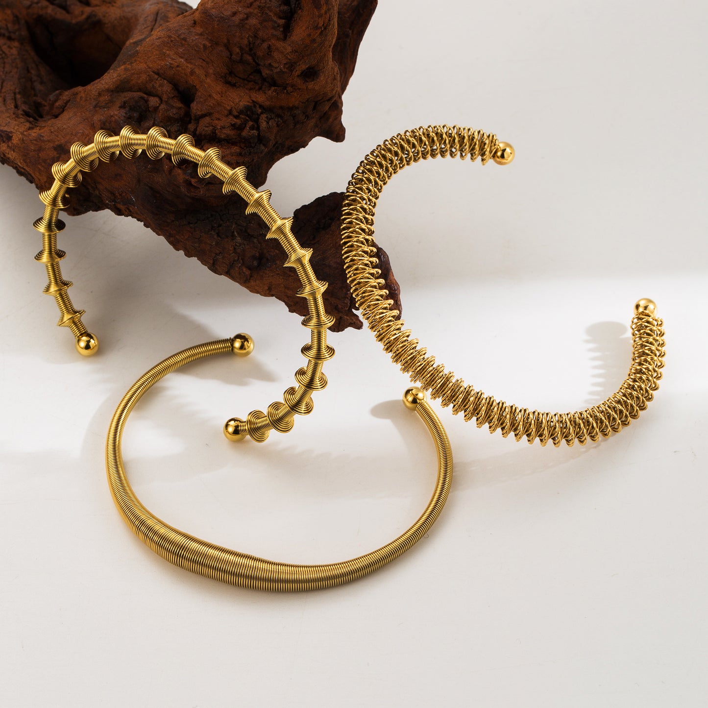 Elegant Retro Geometric Stainless Steel Plating 18k Gold Plated Cuff Bracelets