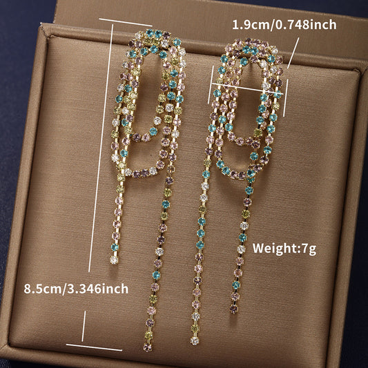1 Pair Retro Geometric Tassel Heart Shape Plating Inlay Alloy Copper Alloy Artificial Gemstones 14k Gold Plated Drop Earrings