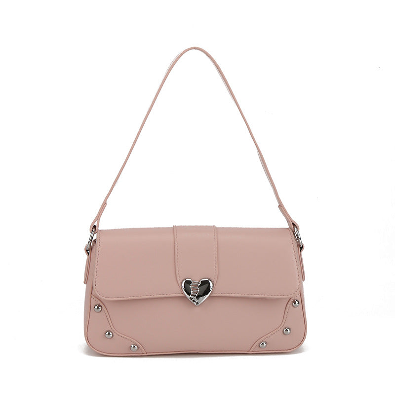 Women's Small Pu Leather Solid Color Vintage Style Classic Style Square Magnetic Buckle Shoulder Bag
