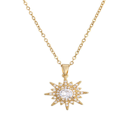 Simple Style Sun Copper Plating 18k Gold Plated Necklace