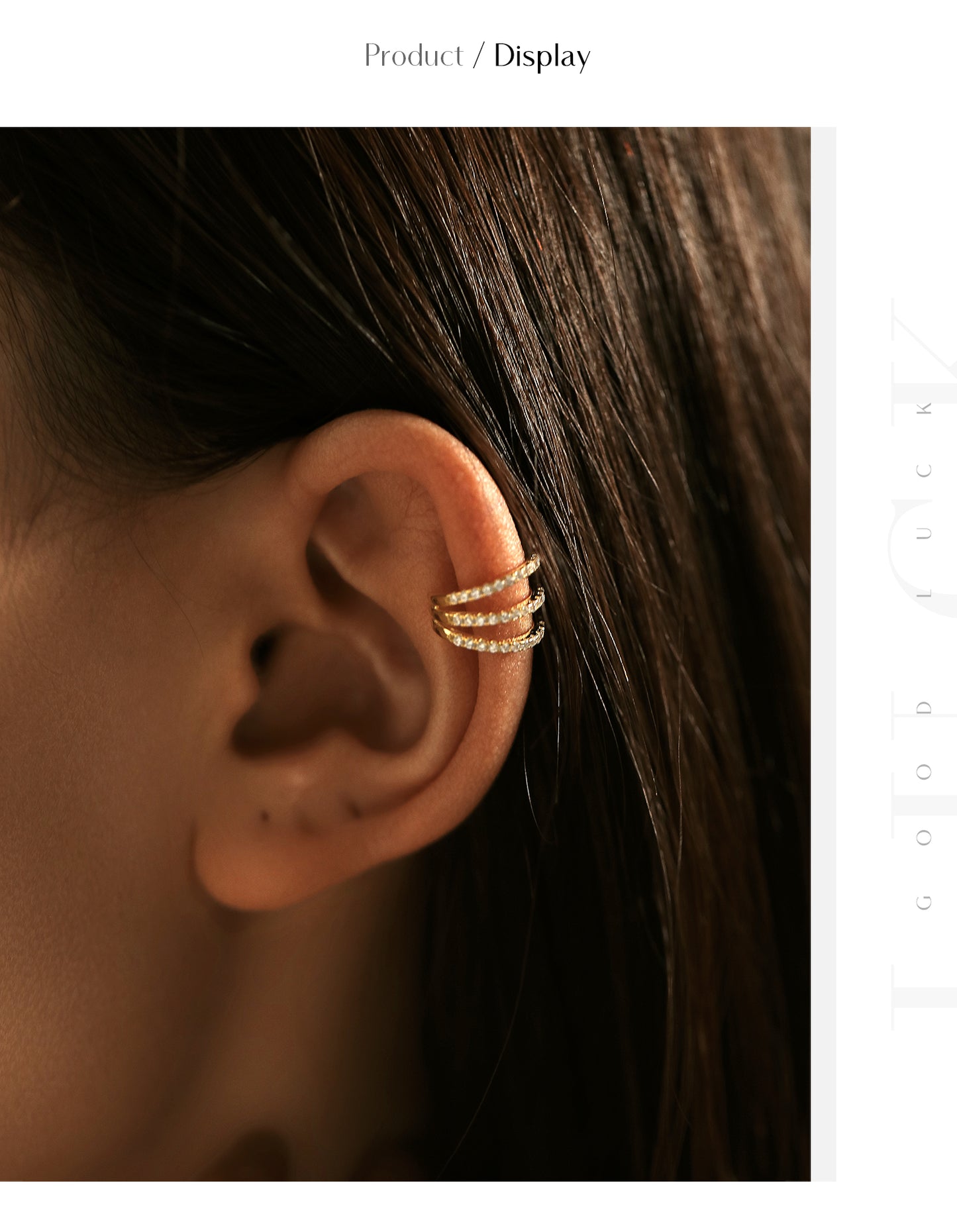 Fashion S925 Sterling Silver Three-layer Diamond-embedded Ear Clip Punk Non-pierced Earrings