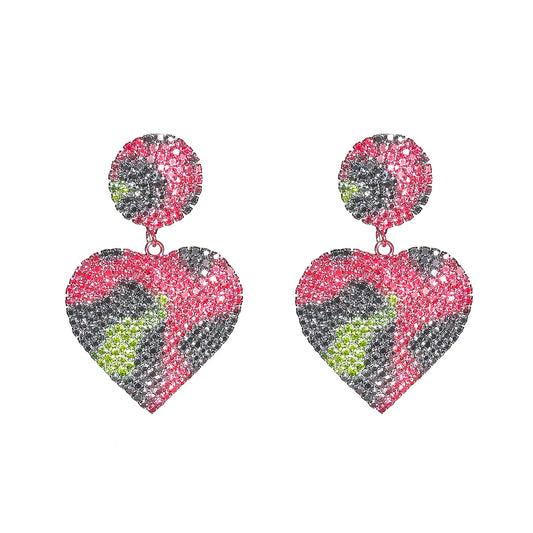 1 Pair Luxurious Shiny Heart Shape Plating Inlay Alloy Rhinestones Drop Earrings