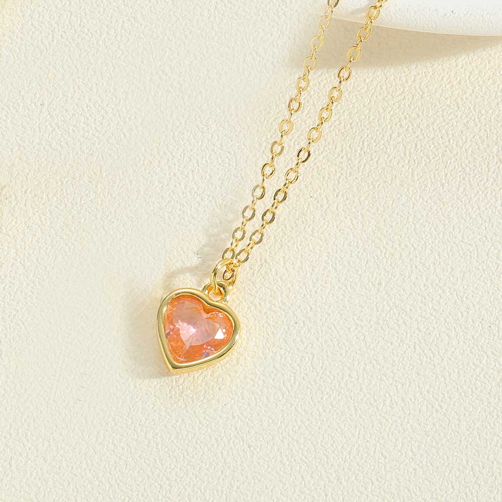 Copper Simple Style Heart Shape Plating Inlay Zircon Pendant Necklace