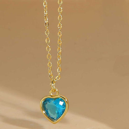 Copper Simple Style Heart Shape Plating Inlay Zircon Pendant Necklace