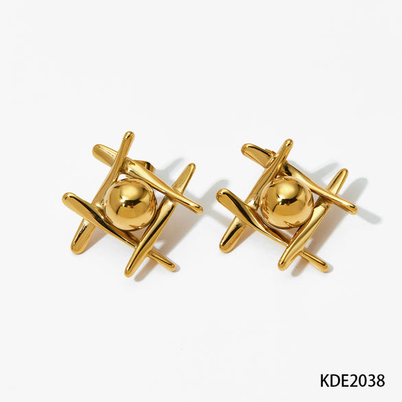 1 Pair Simple Style Solid Color Plating Stainless Steel 14k Gold Plated White Gold Plated Gold Plated Ear Studs