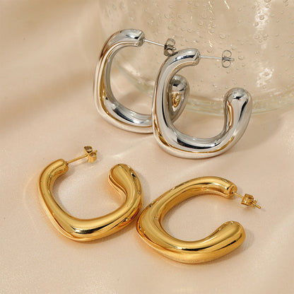1 Pair Simple Style Solid Color Plating Stainless Steel 14k Gold Plated White Gold Plated Gold Plated Ear Studs