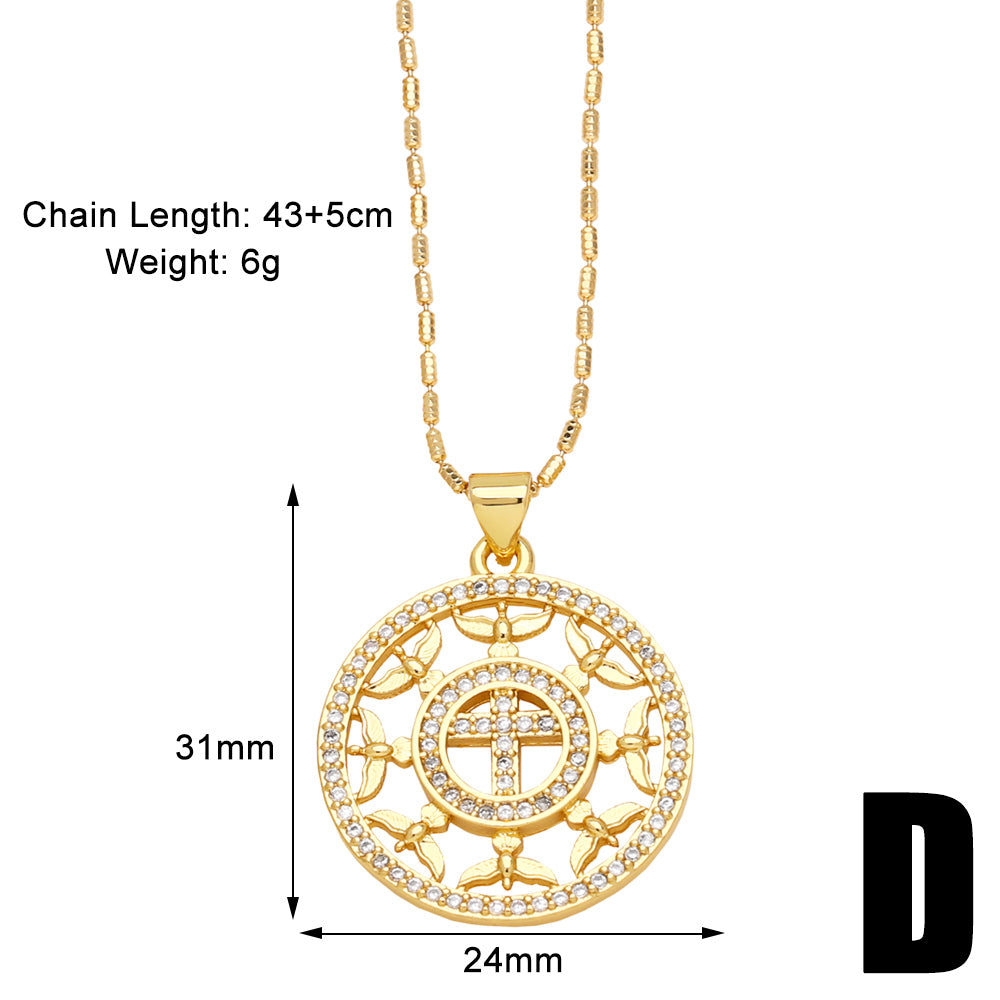 Simple Style Heart Shape Copper Plating Inlay Zircon 18k Gold Plated Pendant Necklace