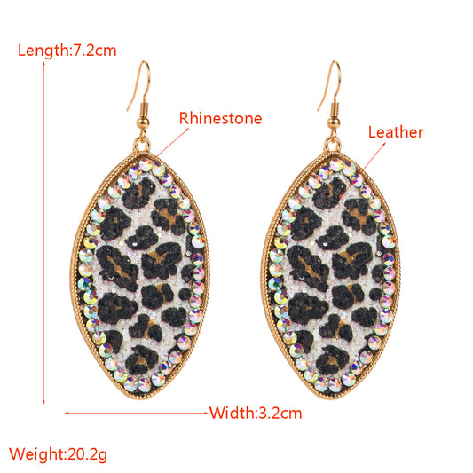 1 Pair Vintage Style Classic Style Leopard Plating Inlay Alloy Artificial Leather Rhinestones Drop Earrings