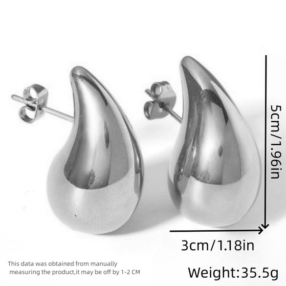 1 Pair Simple Style Water Droplets Plating Stainless Steel 18k Gold Plated Ear Studs
