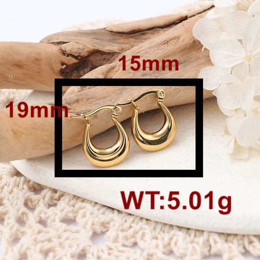 1 Pair IG Style U Shape Plating Stainless Steel Hoop Earrings