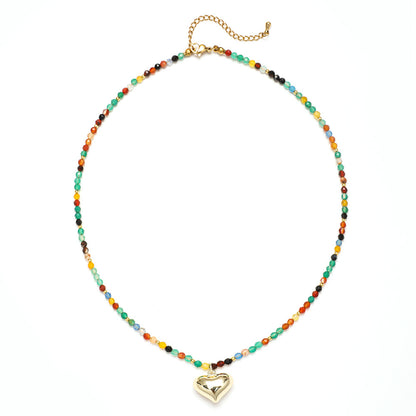 Ethnic Style Bohemian Heart Shape Alloy Agate Necklace In Bulk