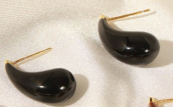 1 Pair Elegant Vintage Style Water Droplets Enamel Plating Copper 18k Gold Plated Ear Studs