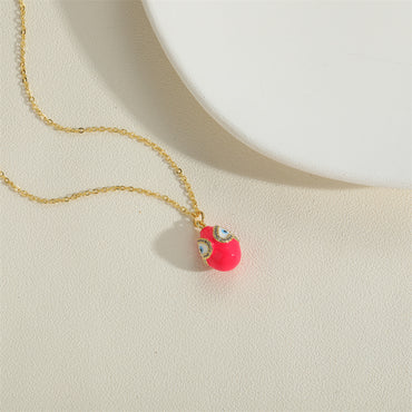 Copper Vintage Style Simple Style Heart Shape Enamel Plating Inlay Zircon Pendant Necklace