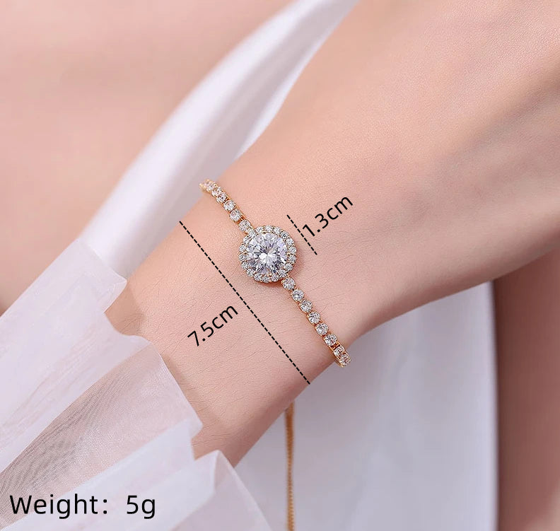 Copper Ig Style Geometric Artificial Diamond Zircon Bracelets