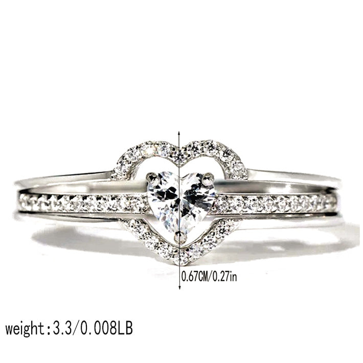 Wholesale Romantic Simple Style Heart Shape Copper Plating Inlay Zircon Rings