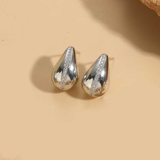 1 Pair Elegant Glam Water Droplets Plating Inlay Copper Zircon Earrings