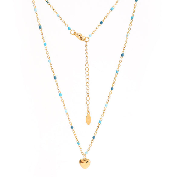 Simple Style Heart Shape Stainless Steel Titanium Steel Enamel Plating Pendant Necklace