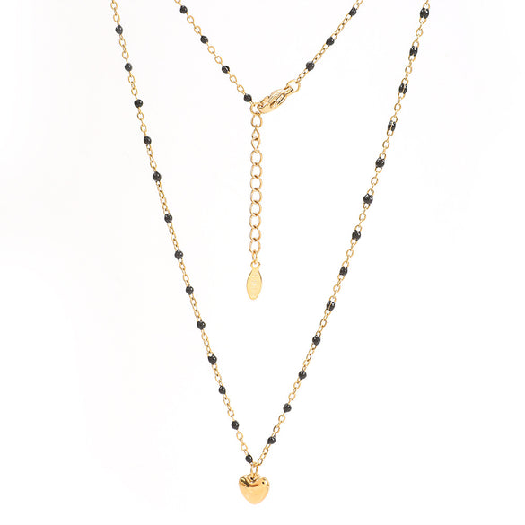 Simple Style Heart Shape Stainless Steel Titanium Steel Enamel Plating Pendant Necklace