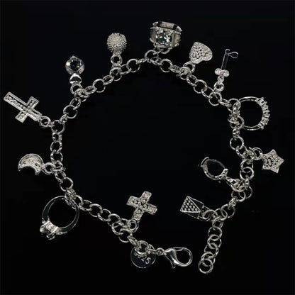 Simple Style Geometric Cross Metal Inlay Artificial Gemstones Women's Bracelets