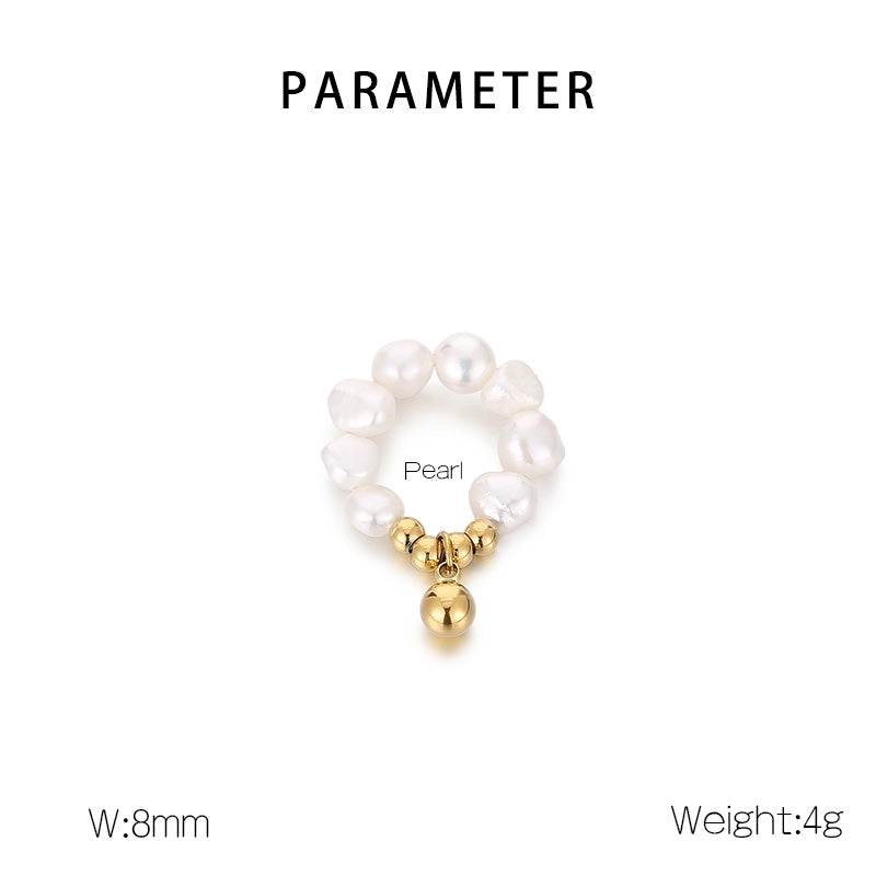 Elegant Simple Style Round Freshwater Pearl Titanium Steel Beaded Women's Bracelets Earrings Necklace