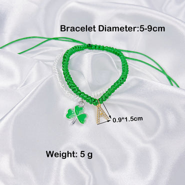 Casual Simple Style Shamrock Letter Rope Copper Knitting Plating Inlay Zircon St. Patrick Unisex Drawstring Bracelets