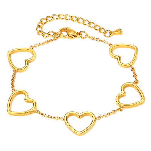 Stainless Steel Simple Style Heart Shape Plating Bracelets