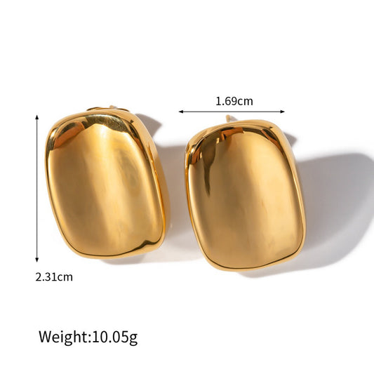 1 Pair Modern Style Simple Style Classic Style Rectangle Plating Stainless Steel 18k Gold Plated Ear Studs