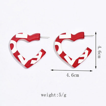 1 Pair Cute Heart Shape Polishing Arylic Ear Studs