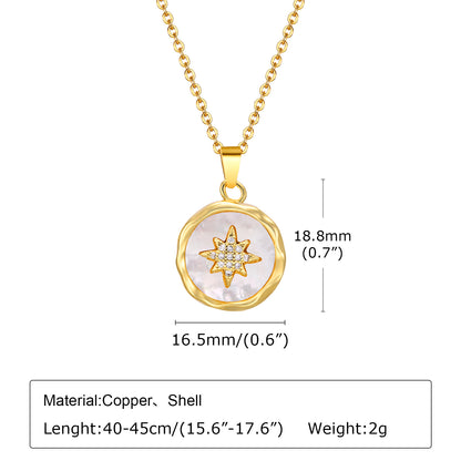 Copper Gold Plated IG Style Star Shell Zircon Pendant Necklace