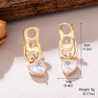 1 Pair Simple Style Geometric Solid Color Plating Inlay Copper Zircon Drop Earrings