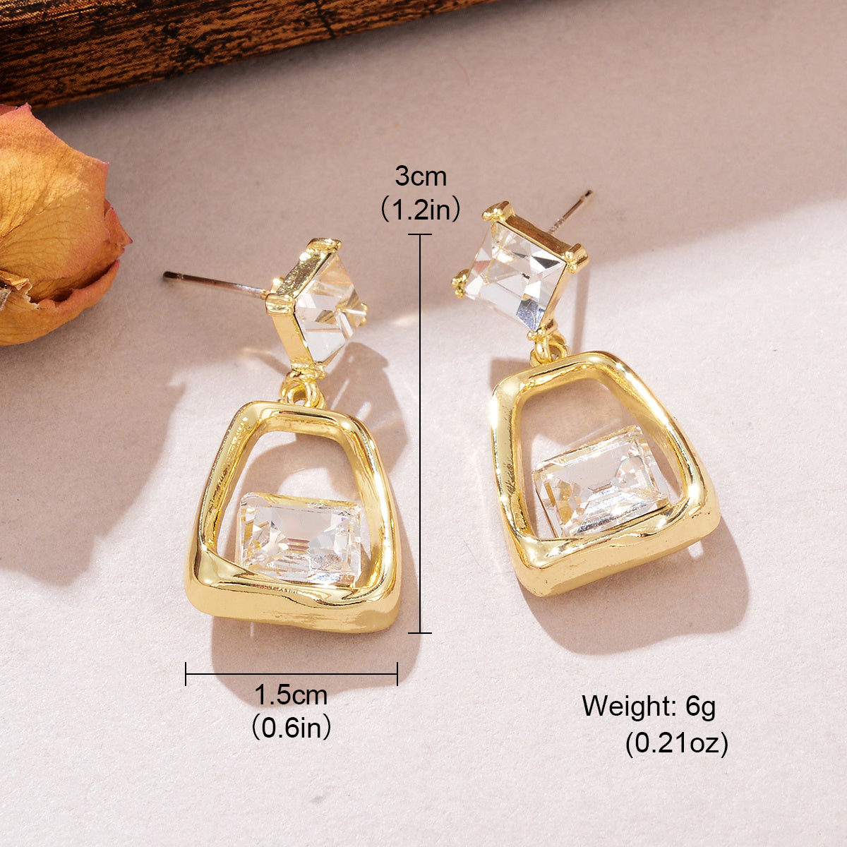1 Pair Simple Style Geometric Solid Color Plating Inlay Copper Zircon Drop Earrings