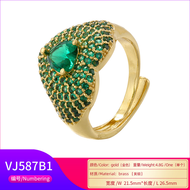 Wholesale Vintage Style Heart Shape Copper Plating Inlay Zircon Open Rings