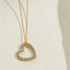 Copper 14K Gold Plated White Gold Plated Vintage Style Heart Shape Inlay Zircon Pendant Necklace