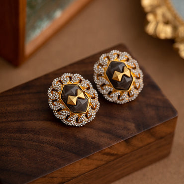 1 Pair Classical Retro French Style Geometric Plating Inlay Copper Zircon Ear Studs