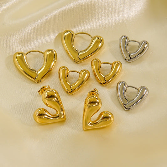 1 Pair IG Style Simple Style Classic Style Heart Shape Plating Stainless Steel Ear Studs
