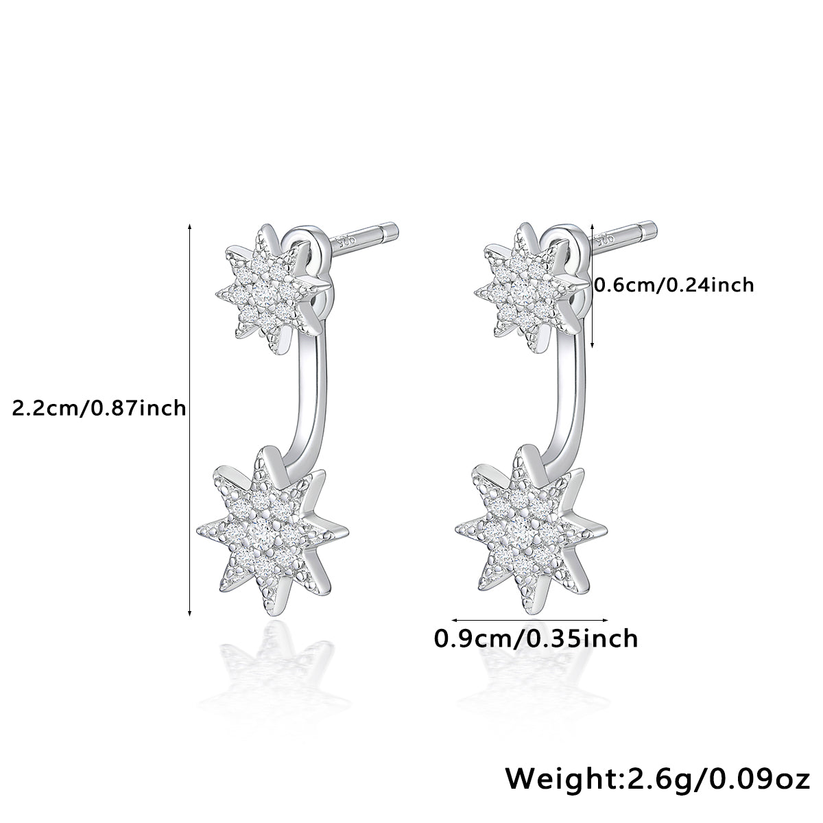 1 Pair Glam Simple Style Star Plating Inlay Sterling Silver Zircon Drop Earrings