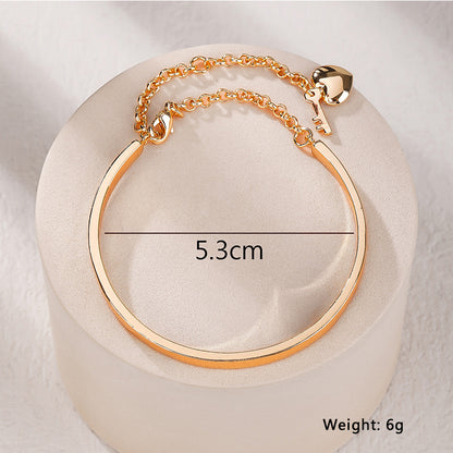 Copper Elegant Simple Style Heart Shape Key Plating Bangle