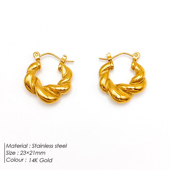 1 Pair Simple Style Geometric Plating Stainless Steel 18K Gold Plated Hoop Earrings