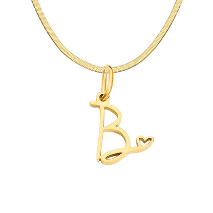 Stainless Steel Titanium Steel 14K Gold Plated Simple Style Letter Heart Shape Plating Pendant Necklace