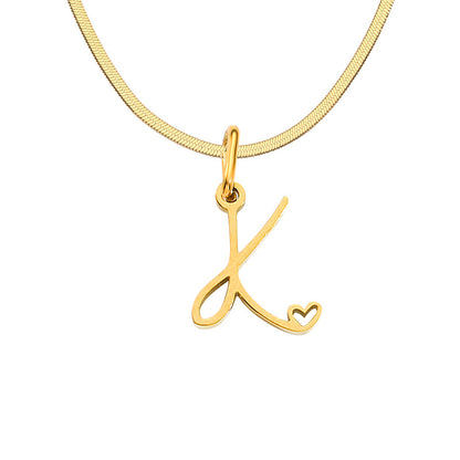 Stainless Steel Titanium Steel 14K Gold Plated Simple Style Letter Heart Shape Plating Pendant Necklace